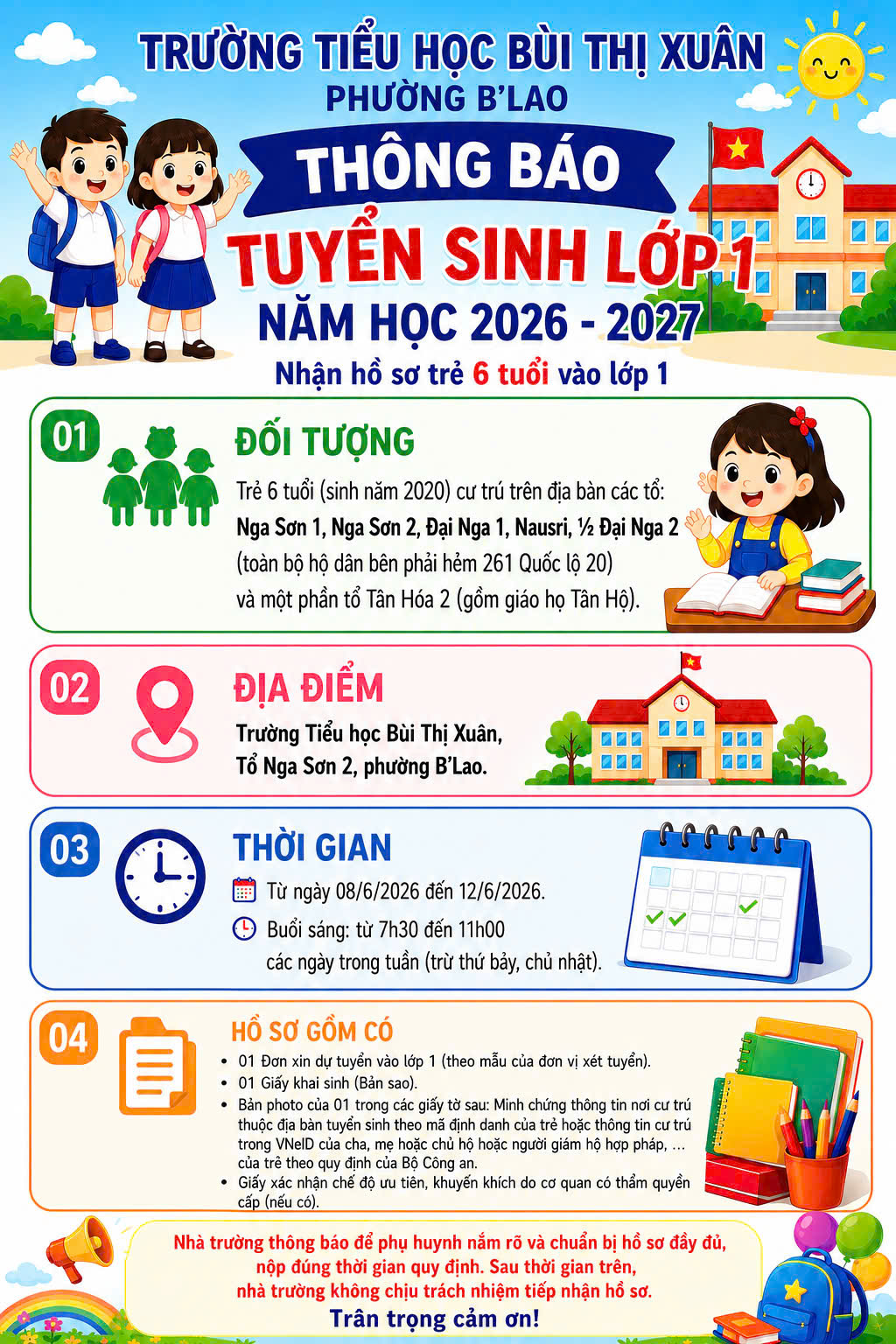TUYỂN SINH LỚP 1 - NĂM HỌC 2026 - 2027