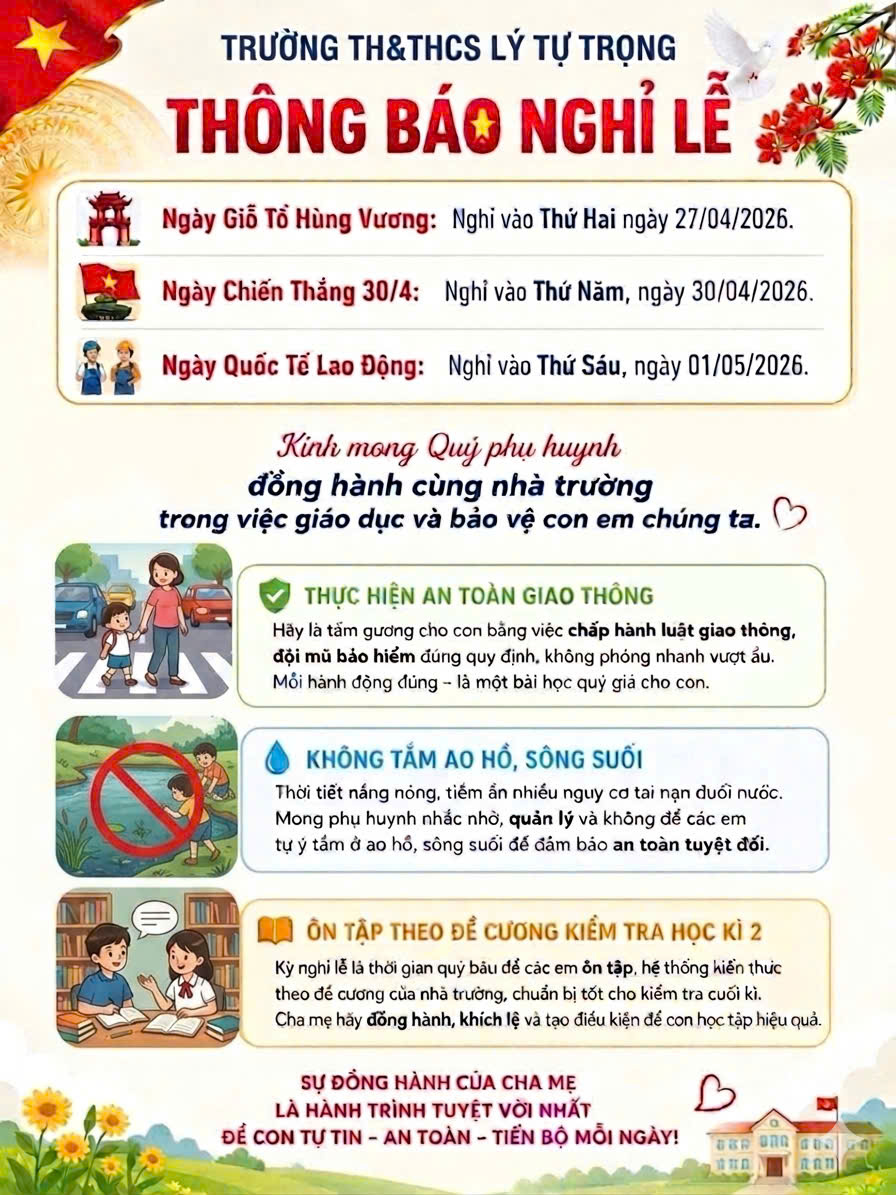 THÔNG BÁO NGHỈ LỄ THÁNG 4 NĂM 2026
