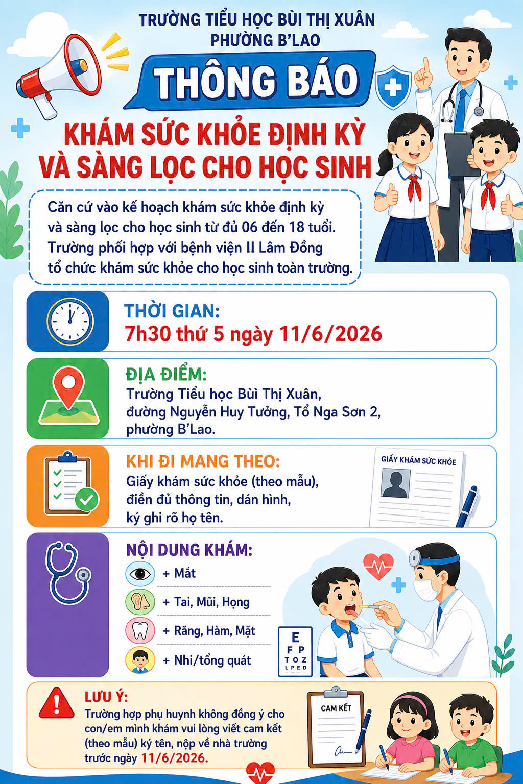 KHÁM SỨC KHỎE ĐỊNH KỲ VÀ SÀNG LỌC CHO HỌC SINH